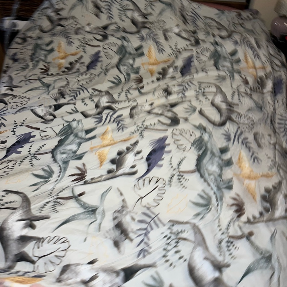 Pottery Barn~Jurassic~Dinosaur Queen/Full Duvet w/2 Shams~100% Organic Cotton - Picture 9 of 16